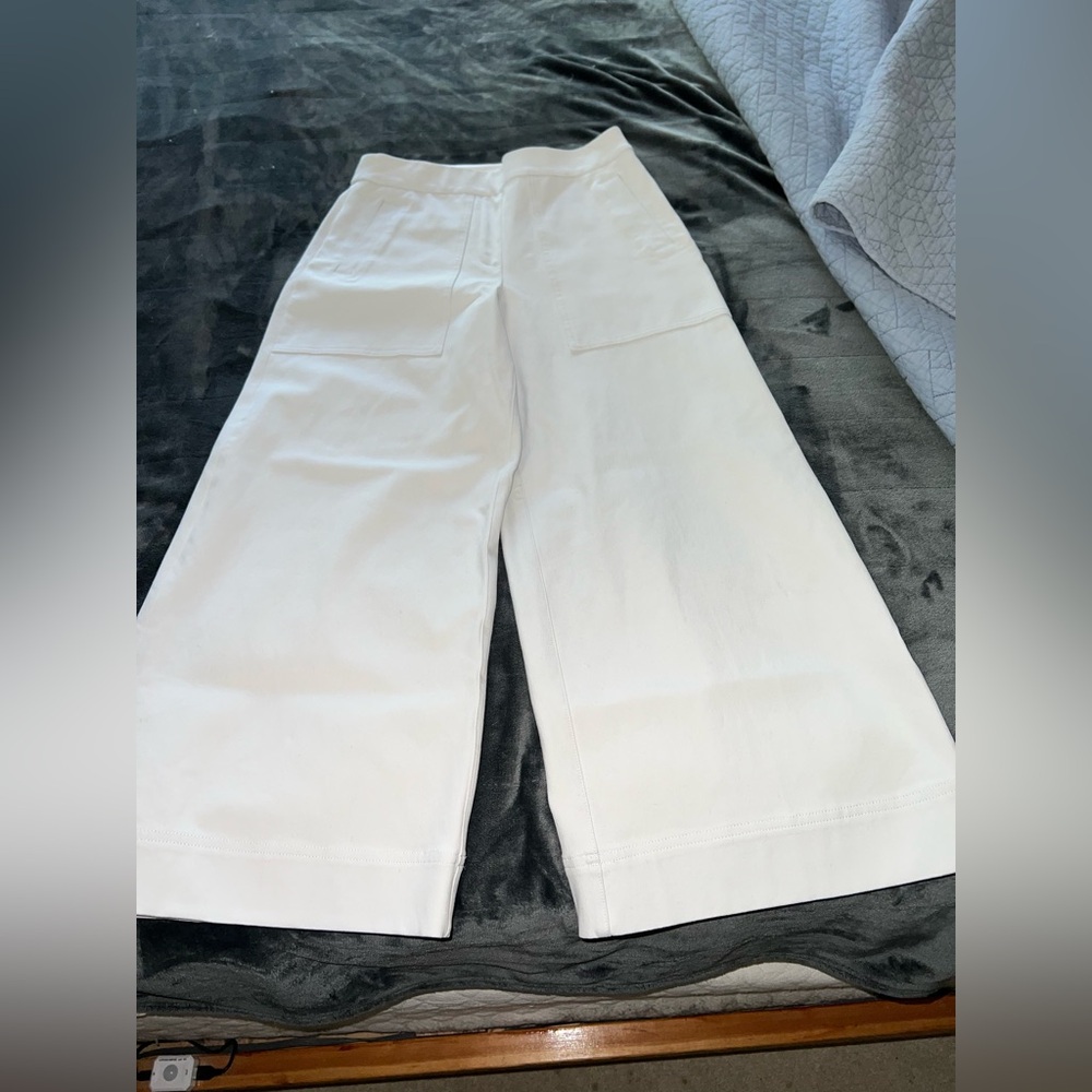 Spanx On-the-Go Cropped Wide Leg Pants 20479R - Classic White - Picture 1 of 8